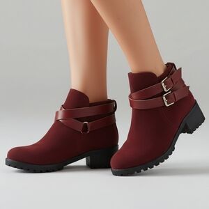 Stylish Faux Suede Ankle Boots Size 6.5 NWOT